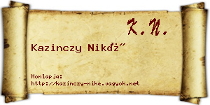 Kazinczy Niké névjegykártya